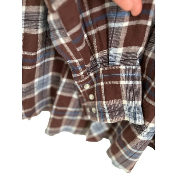 WRANGLER Cotton Fleece Shirt Snap Button-up Long Sleeve Front Pockets - Picture 5 of 9
